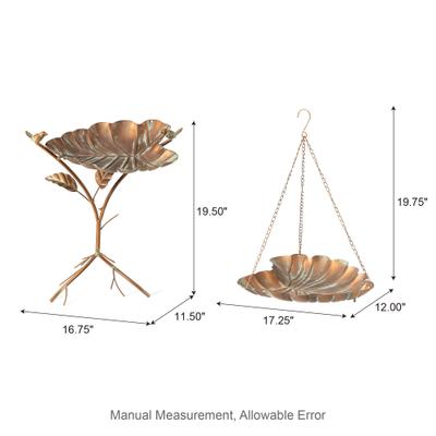 Show full view: Glitzhome Multifunctional 2-in-1 Metal Faux Copper Patina Finish Bird Feeder slide 2 of 9