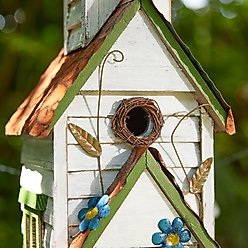 Glitzhome Oversized Distressed Solid Wood 3-Story Villa Birdhouse, White & Green slide 2 of 8