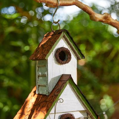 Show full view: Glitzhome Oversized Distressed Solid Wood 3-Story Villa Birdhouse, White & Green slide 6 of 8