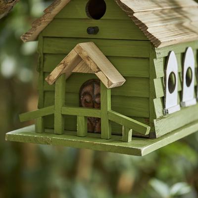 Show full view: Glitzhome Oversized Washed Distressed Solid Wood Church Decorative Outdoor Garden Birdhouse, Green slide 7 of 9
