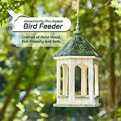 Glitzhome Patina Metal Roof Solid Wood Gazebo Tray Bird Feeder, White slide 2 of 9