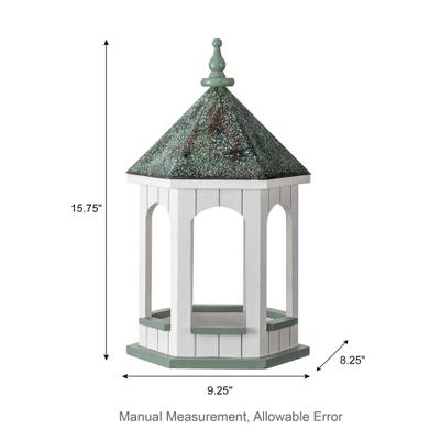 Show full view: Glitzhome Patina Metal Roof Solid Wood Gazebo Tray Bird Feeder, White slide 2 of 10