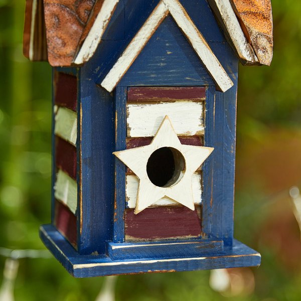 Glitzhome Patriotic Distressed Wood Birdhouse