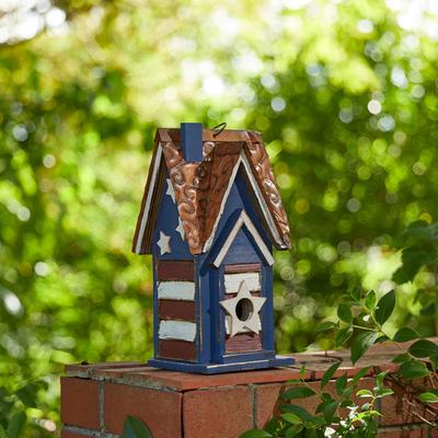 Show full view: Glitzhome Patriotic Distressed Wood Birdhouse slide 4 of 8