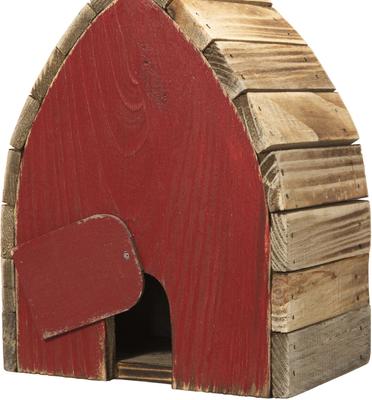 Show full view: Glitzhome Unique Arched Roof Barn Distressed Solid Wood Decorative Outdoor Garden Birdhouse, Red slide 8 of 9