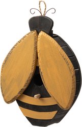 Glitzhome Unique Cute & Lifelike Bee Shaped Distressed Solid Wood Decorative Outdoor Garden Birdhouse, Yellow slide 1 of 9