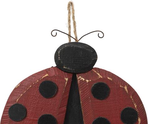 Show full view: Glitzhome Unique Cute & Lifelike Ladybug Shaped Distressed Solid Wood Decorative Outdoor Garden Birdhouse, Red slide 7 of 9