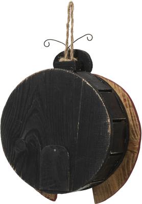 Show full view: Glitzhome Unique Cute & Lifelike Ladybug Shaped Distressed Solid Wood Decorative Outdoor Garden Birdhouse, Red slide 6 of 9