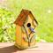Show in main carousel: Glitzhome Washed Distressed Solid Wood Birdhouse with 3D Tree & Bird, Yellow slide 4 of 9