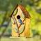 Show in main carousel: Glitzhome Washed Distressed Solid Wood Birdhouse with 3D Tree & Bird, Yellow slide 5 of 9