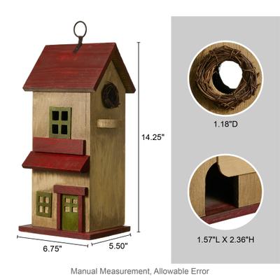 Show full view: Glitzhome Washed Distressed Solid Wood Cottage Birdhouse, Yellow slide 2 of 8