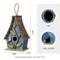 Show in main carousel: Glitzhome Washed Distressed Solid Wood Decorative Outdoor Garden with Natural Wood Slatted Roof & 3D Tree Birdhouse, Blue slide 2 of 9