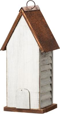 Show full view: Glitzhome Washed Distressed Solid Wood HOME Inspiration Decorative Outdoor Garden Birdhouse, White slide 7 of 9