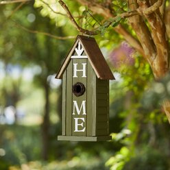 Glitzhome Washed Distressed Solid Wood HOME Inspiration Single Family Decorative Outdoor Garden Birdhouse, Green slide 2 of 9