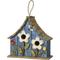 Show in main carousel: Glitzhome Washed Distressed Solid Wood Two-Story Townhouse Garden with 3D Flowers Birdhouse, Blue slide 1 of 10