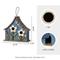 Show in main carousel: Glitzhome Washed Distressed Solid Wood Two-Story Townhouse Garden with 3D Flowers Birdhouse, Blue slide 2 of 10