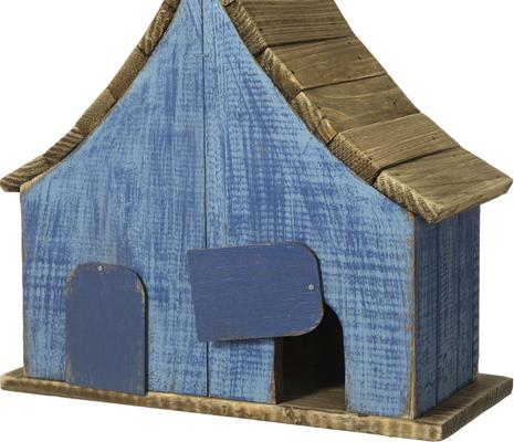Show full view: Glitzhome Washed Distressed Solid Wood Two-Story Townhouse Garden with 3D Flowers Birdhouse, Blue slide 8 of 10