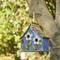 Show in main carousel: Glitzhome Washed Distressed Solid Wood Two-Story Townhouse Garden with 3D Flowers Birdhouse, Blue slide 3 of 10