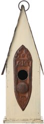 Glitzhome Washed White Distressed Solid Wood Birdhouse, White