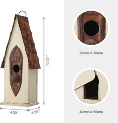 Glitzhome Washed White Distressed Solid Wood Birdhouse, White slide 2 of 9