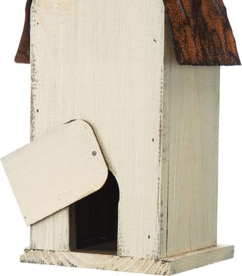 Show full view: Glitzhome Washed White Distressed Solid Wood Birdhouse, White slide 8 of 9