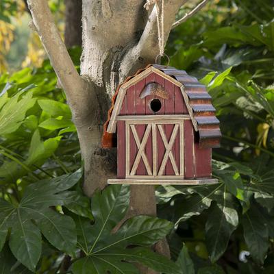 Show full view: Glitzhome Wood Barn Garden Birdhouse, Red slide 4 of 8