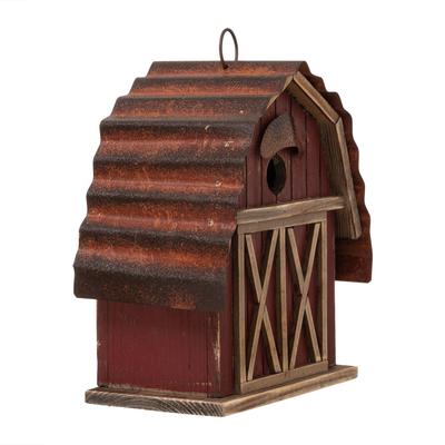 Show full view: Glitzhome Wood Barn Garden Birdhouse, Red slide 6 of 8