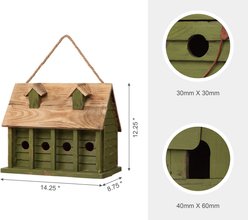 Glitzhome Wood Distressed Garden Birdhouse, Green slide 2 of 8