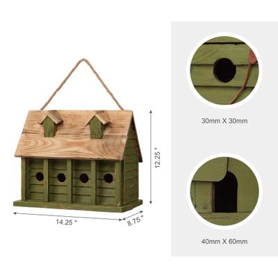 Show full view: Glitzhome Wood Distressed Garden Birdhouse, Green slide 2 of 8
