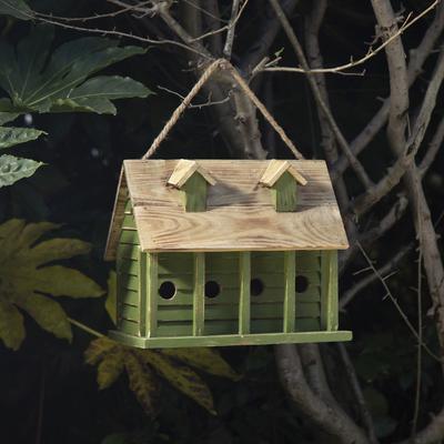 Show full view: Glitzhome Wood Distressed Garden Birdhouse, Green slide 5 of 8