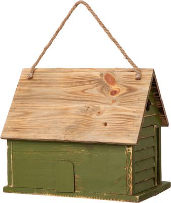 Show full view: Glitzhome Wood Distressed Garden Birdhouse, Green slide 7 of 8