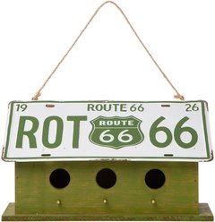 Glitzhome Wood & Metal License Plates Birdhouse, Green
