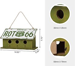 Glitzhome Wood & Metal License Plates Birdhouse, Green slide 2 of 6