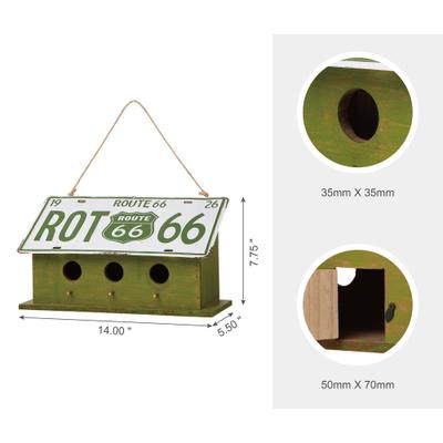 Show full view: Glitzhome Wood & Metal License Plates Birdhouse, Green slide 2 of 6