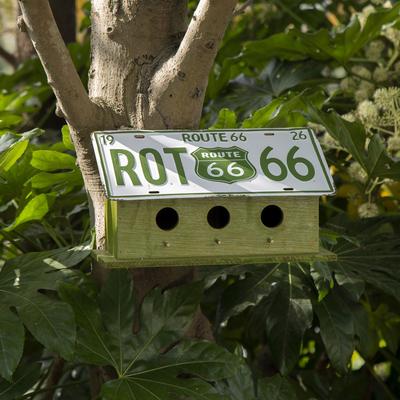 Show full view: Glitzhome Wood & Metal License Plates Birdhouse, Green slide 4 of 6