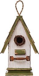 Glitzhome Wood Roof Garden Birdhouse, Green