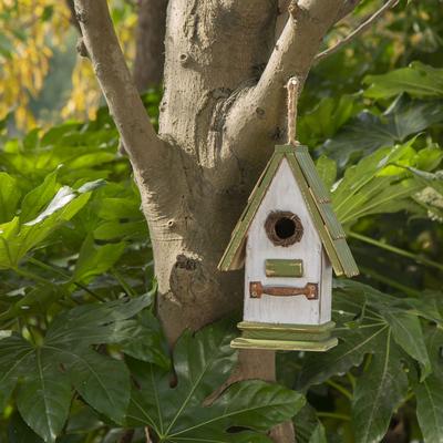 Show full view: Glitzhome Wood Roof Garden Birdhouse, Green slide 4 of 7