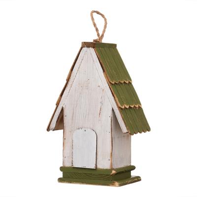 Show full view: Glitzhome Wood Roof Garden Birdhouse, Green slide 6 of 7