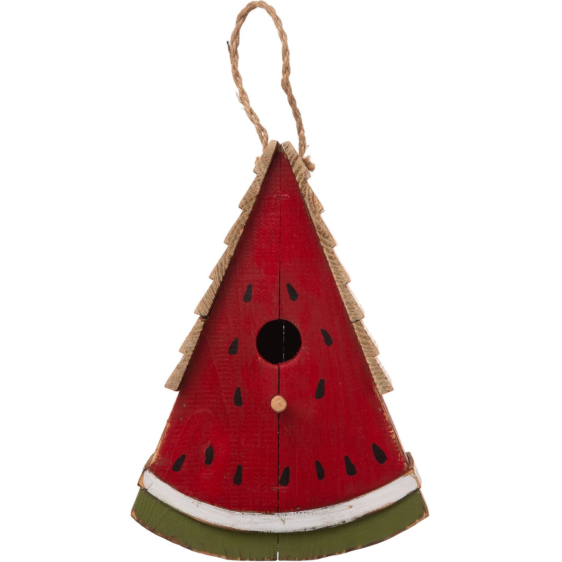 Glitzhome Wood Watermelon Birdhouse, Red