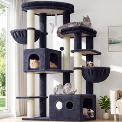 Globlazer 60-in Plush Condo Cat Tree, Dark Gray