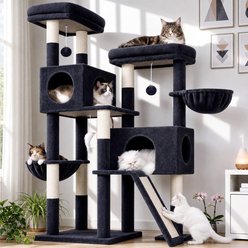 Globlazer 62-in Extra-Wide Plush Condo Cat Tree Tower, Dark Gray