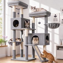 Globlazer 62-in Extra-Wide Plush Condo Cat Tree Tower, Light Gray