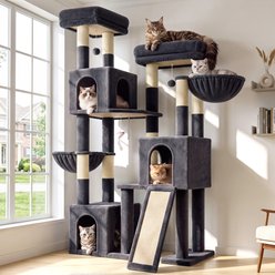 Globlazer 65-in Multi-Level Plush Condo Cat Tree Tower, Dark Gray