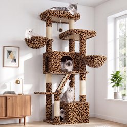 Globlazer 69-in Sturdy Indoor Cat Tree Tower, Leopard Print