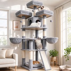 Globlazer 70-in Plush Condo Cat Tree, Light Gray