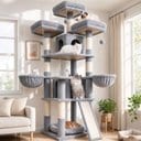 Globlazer 70-in Plush Condo Cat Tree, Light Gray