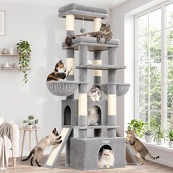 Globlazer 74-in Plush Condo Cat Tree, Light Gray