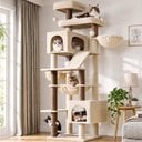 Globlazer 81-in Plush Condo Cat Tree Tower, Beige