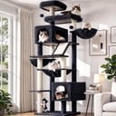Globlazer 81-in Plush Condo Cat Tree Tower, Dark Gray