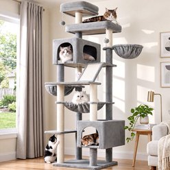 Globlazer 81-in Plush Condo Cat Tree Tower, Light Gray